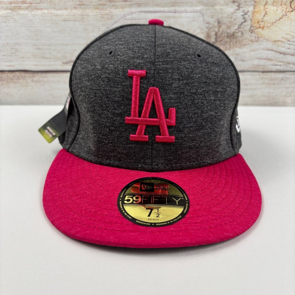 Los Angeles Dodgers Hat New Era 59Fifty 7 1/2 Fitted MLB Gray Pink